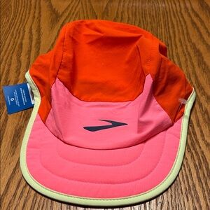 NEW Brooks Running Lightweight Packable Hat Cap Red Neon Pink Bright NWT